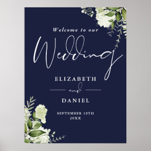 Affiche Panneau de bienvenue de mariage floral verdure ble