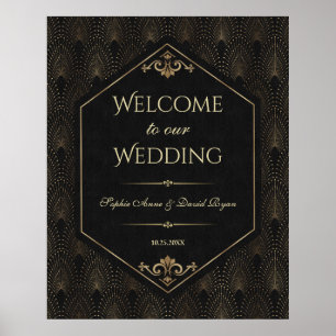 Affiche Panneau de bienvenue de mariage Glam Gold Black Gr