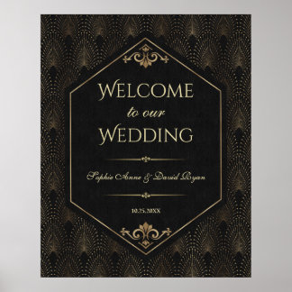 Affiche Panneau de bienvenue de mariage Glam Gold Black Gr
