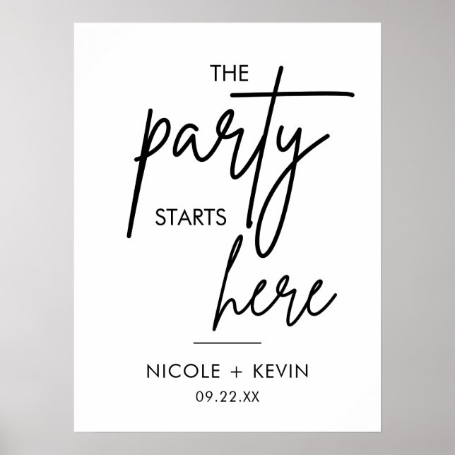 Affiche Panneau de bienvenue de mariage imprimable La fête (Devant)