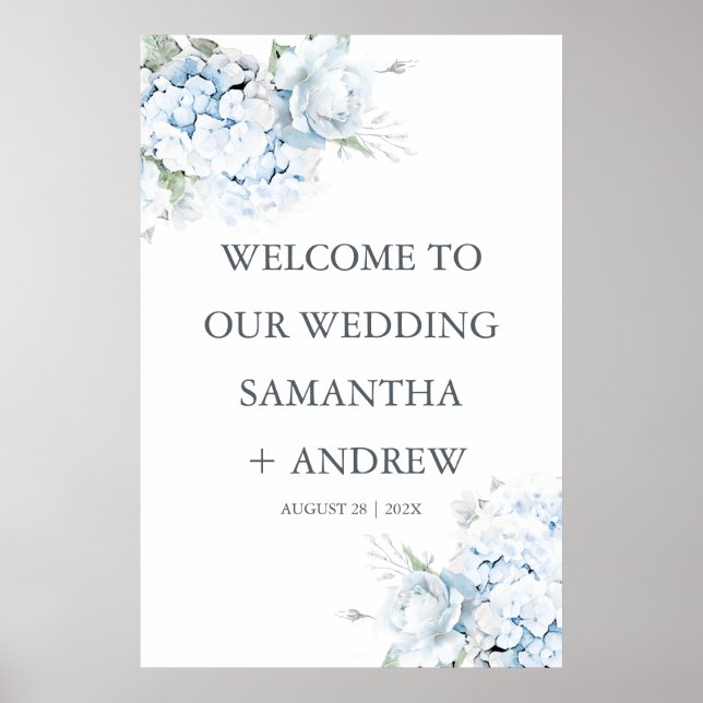 Affiche Panneau de bienvenue de mariage imprimé avec des h (Devant)