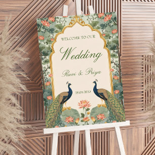Affiche Panneau de bienvenue de mariage indien Pichwai de