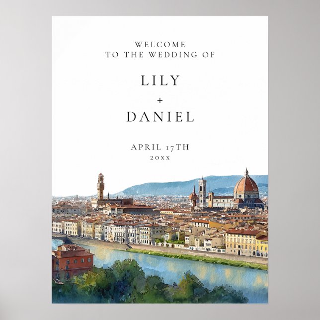 Affiche Panneau de bienvenue de mariage italien à Florence (Devant)
