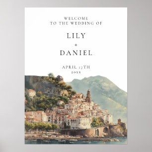 Affiche Panneau de bienvenue de mariage italien d'Amalfi
