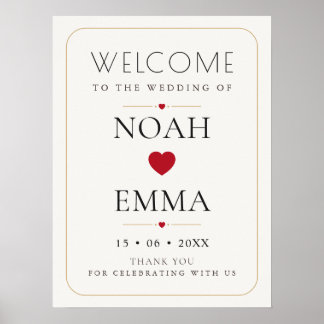 Affiche Panneau de bienvenue de mariage minimal élégant
