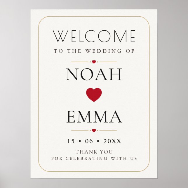Affiche Panneau de bienvenue de mariage minimal élégant (Devant)