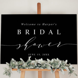 Affiche Panneau de bienvenue de mariage minimal noir