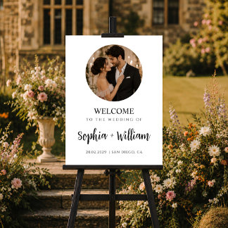 Affiche Panneau de bienvenue de mariage minimaliste avec p