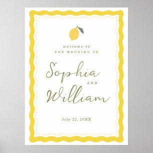 Affiche Panneau de bienvenue de mariage minimaliste Citron
