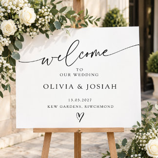 Affiche Panneau de bienvenue de mariage minimaliste | Mari