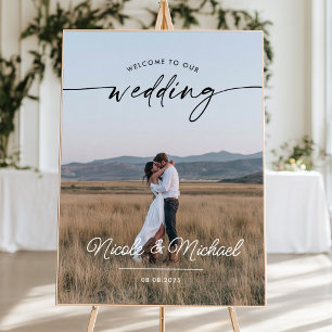 Affiche Panneau de bienvenue de mariage moderne avec photo