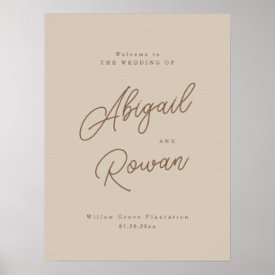 Affiche Panneau de bienvenue de mariage moderne Boho Beige