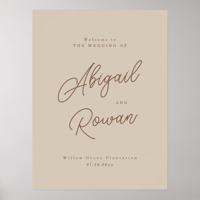 Affiche Panneau de bienvenue de mariage moderne Boho Beige (Devant)