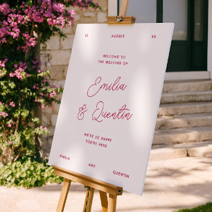Affiche Panneau de Bienvenue de Mariage Moderne Coloré Rét
