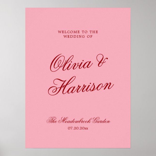 Affiche Panneau de Bienvenue de Mariage Moderne et Propre  (Devant)