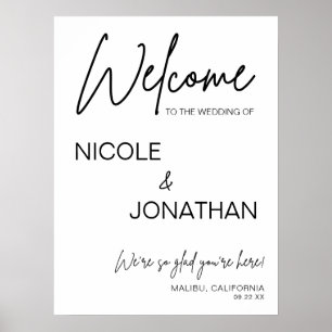 Affiche Panneau de bienvenue de mariage moderne imprimable