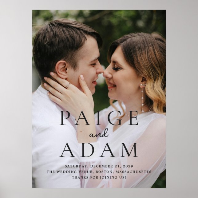 Affiche Panneau de bienvenue de mariage moderne photo édit (Devant)