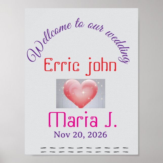 Affiche Panneau de bienvenue de mariage modifiable Panneau (Devant)