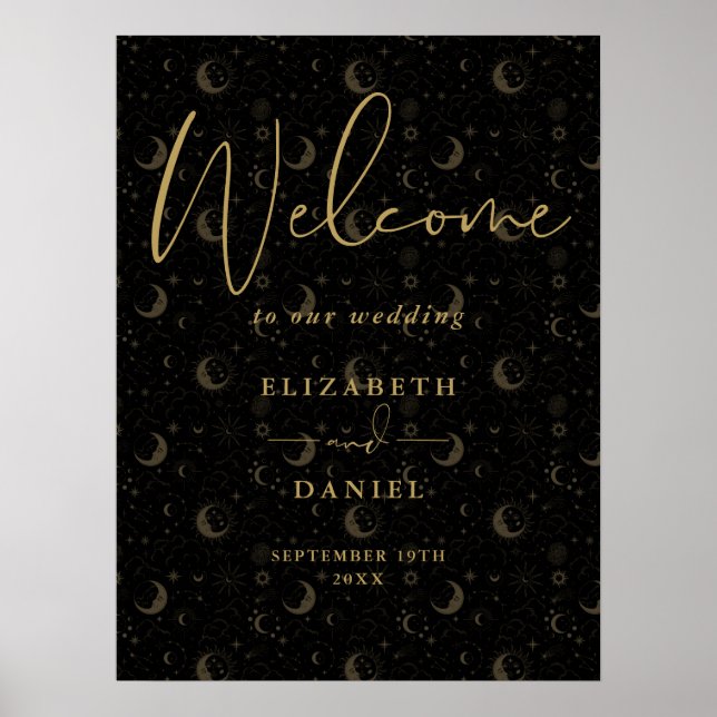 Affiche Panneau de bienvenue de mariage mystique céleste é (Devant)