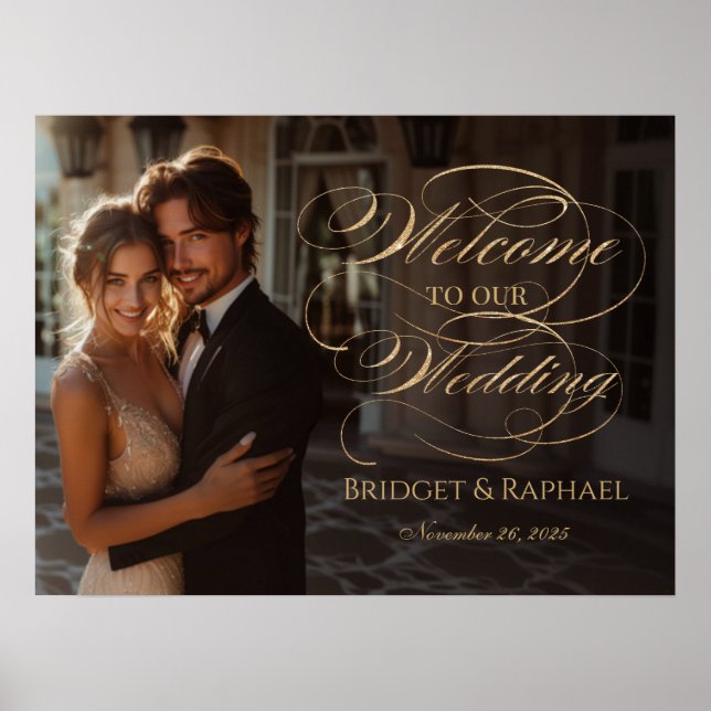 Affiche Panneau de bienvenue de mariage photo, écriture do (Devant)
