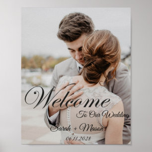 Affiche Panneau de bienvenue de mariage photo élégant écri
