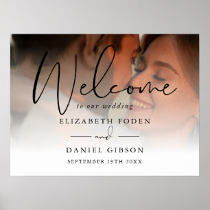 Affiche Panneau de bienvenue de mariage photo en script no