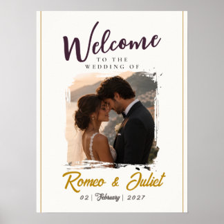 Affiche Panneau de Bienvenue de Mariage Photo Minimaliste