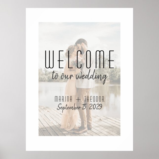 Affiche Panneau de Bienvenue de Mariage Photo Moderne (Devant)