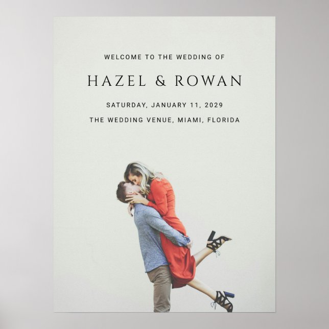 Affiche Panneau de Bienvenue de Mariage Photo Simple Moder (Devant)