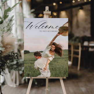 Affiche Panneau de bienvenue de mariage propre avec photo