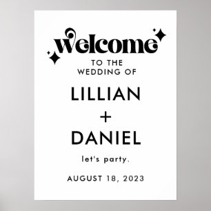 Affiche Panneau de bienvenue de mariage rétro