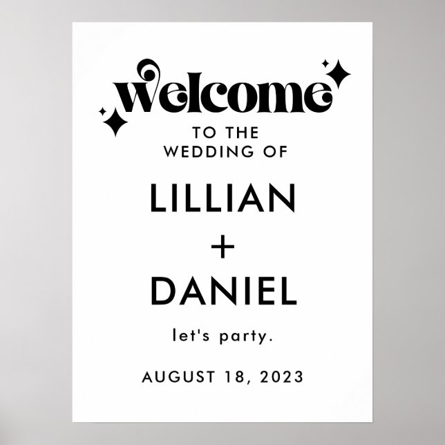 Affiche Panneau de bienvenue de mariage rétro (Devant)
