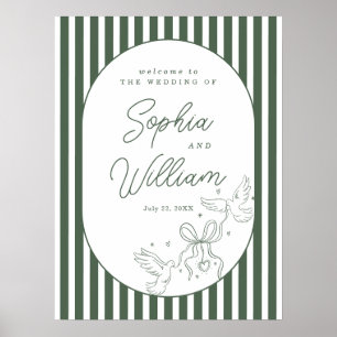 Affiche Panneau de bienvenue de mariage romantique et prép