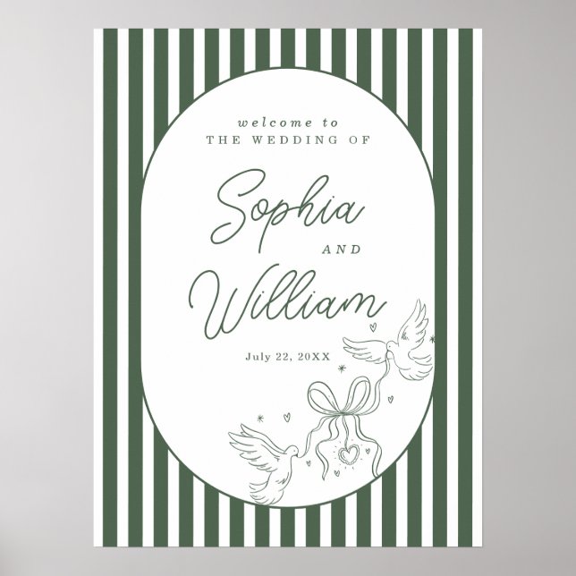 Affiche Panneau de bienvenue de mariage romantique et prép (Devant)