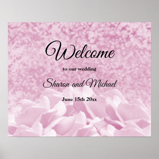 Affiche Panneau de Bienvenue de Mariage Roses Roses (Devant)