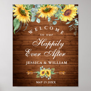 Affiche Panneau de bienvenue de mariage rustique au tourne