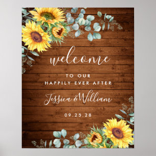 Affiche Panneau de bienvenue de mariage rustique aux tourn