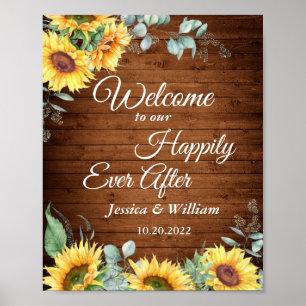 Affiche Panneau de bienvenue de mariage rustique avec tour