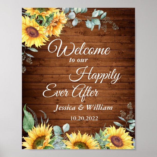 Affiche Panneau de bienvenue de mariage rustique avec tour (Devant)