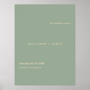 Affiche Panneau de bienvenue de mariage simple vert sauge 