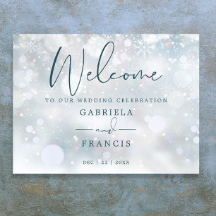 Affiche Panneau de bienvenue de mariage sous la neige au P