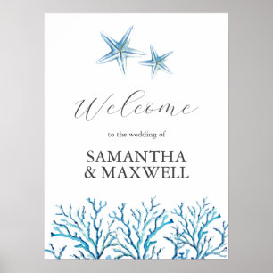 Affiche Panneau de bienvenue de mariage sur la plage Étoil