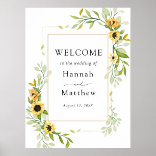 Affiche Panneau de Bienvenue de Mariage Tournesol