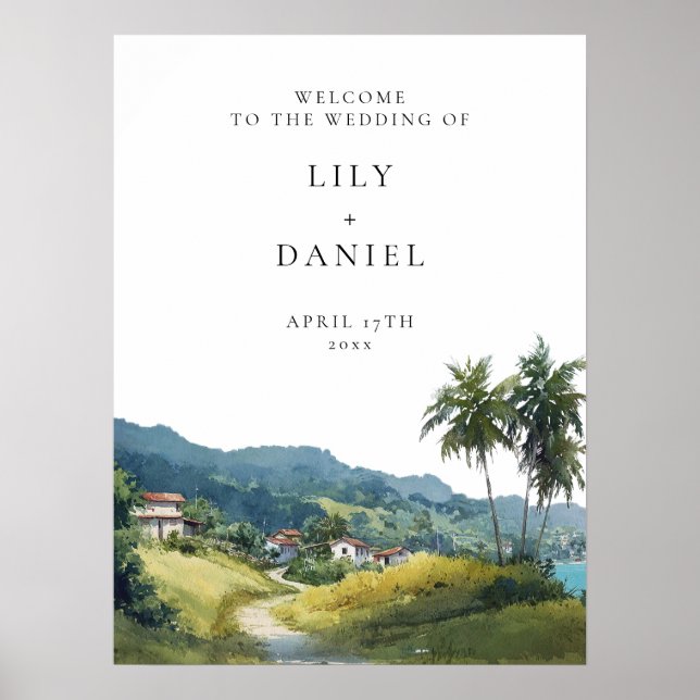 Affiche Panneau de bienvenue de mariage tropical des Caraï (Devant)