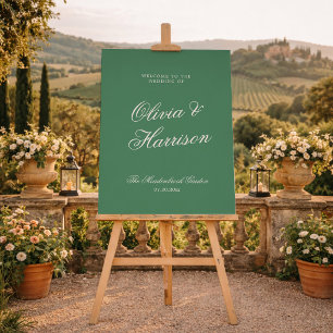 Affiche Panneau de bienvenue de mariage vert du club de te