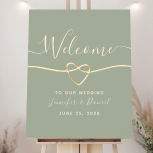 Affiche Panneau de bienvenue de mariage vert sauge moderne