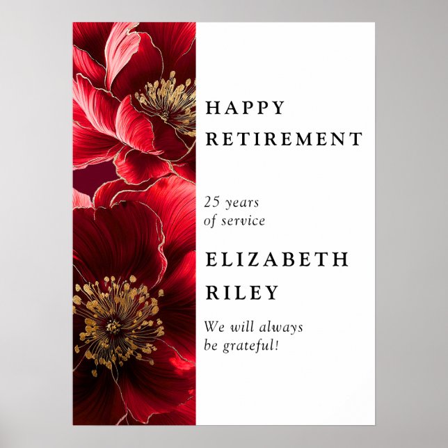 Affiche Panneau de bienvenue de retraite florale rouge élé (Devant)