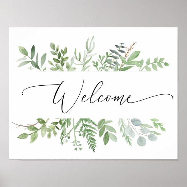 Affiche Panneau de bienvenue de verdure botanique Mariage  (Devant)