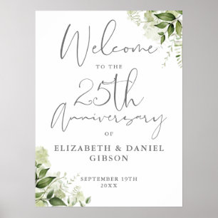 Affiche Panneau de bienvenue de verdure pour les 25 ans de