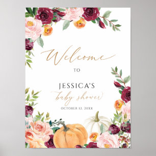Affiche Panneau de bienvenue du baby shower d'automne, pet